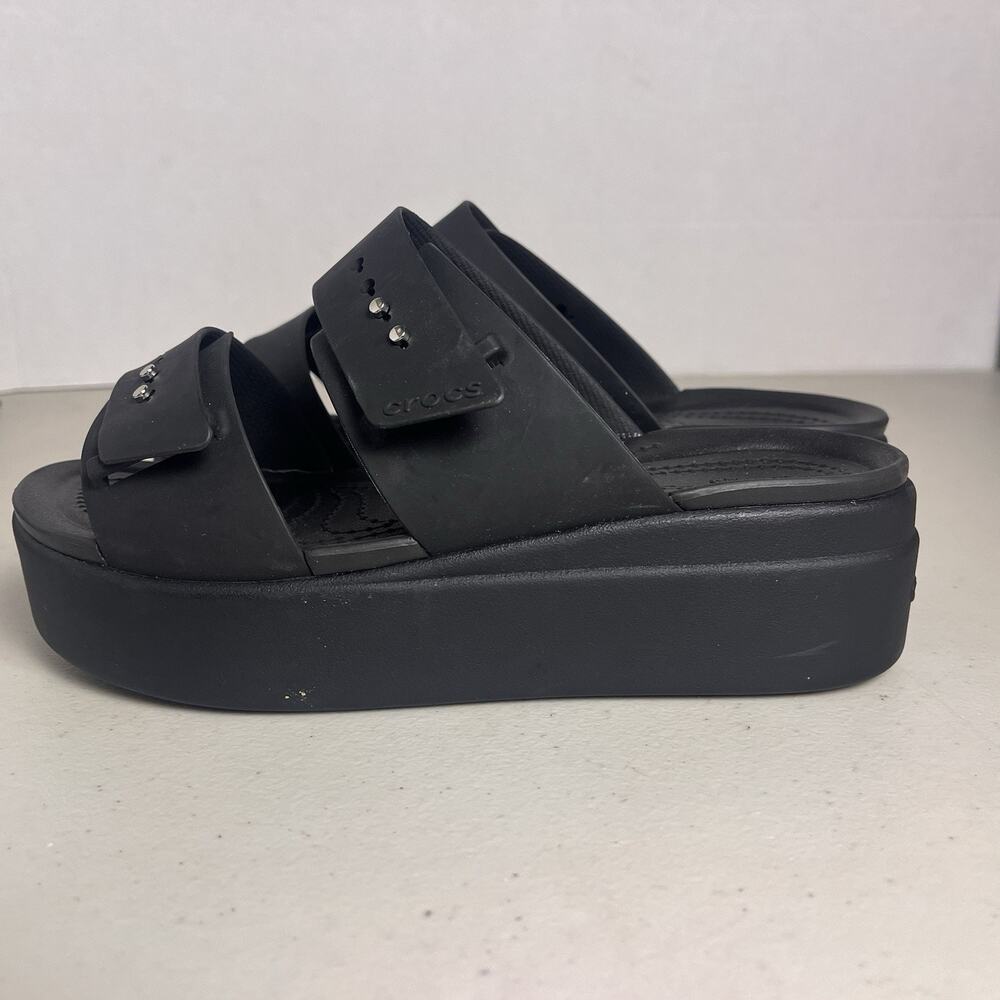 Crocs Brooklyn Low Wedge Platform Sandals Black Womens 6 LiteRide Comfort - Picture 6 of 16